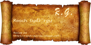 Resch György névjegykártya